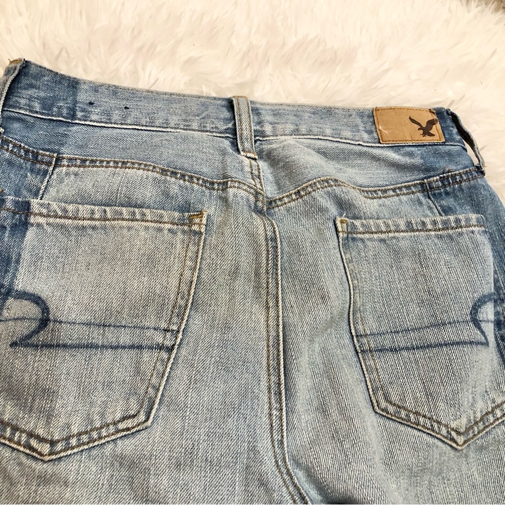 American Eagle Vintage High Rise Two Tone Fringe‎ Button Fly Jeans 4 - Picture 5 of 9